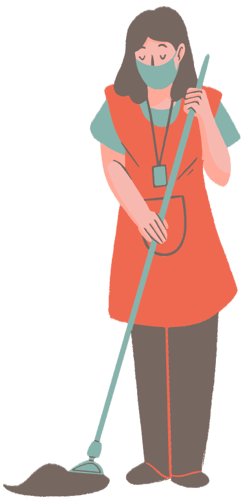 Lady holding a mop